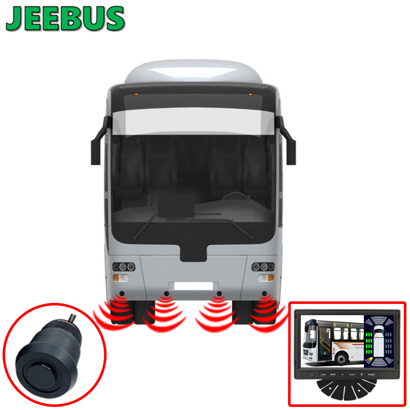 Pojazd Coach Bus Parking Radar Sensor Monitor Systemu HD 1080P Odwrotna Aparata z 16-czujnikami detekcji wizji cyfrowej ostrzegania