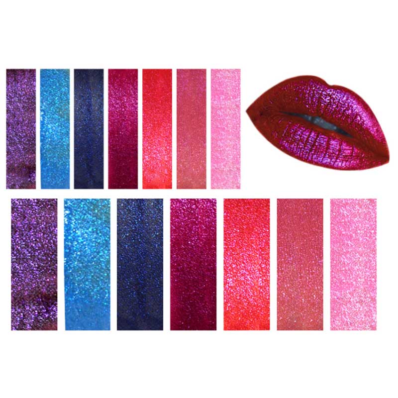 Blask cieczy szminka diamentowa wodoodporna metaliczny lipgloss
