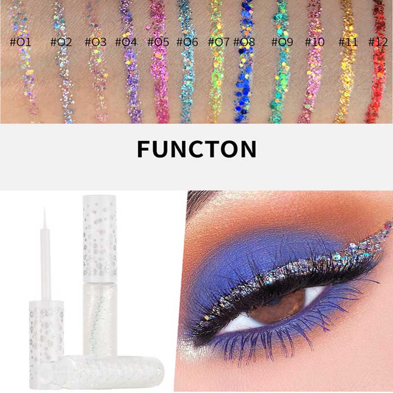 Kolorowe jasne flash Ciekłe kosmetyki długotrwałe błyskotliwość eyeliner