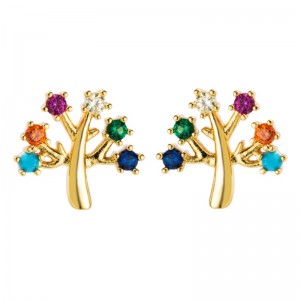 Europejski i amerykański miedziany prawdziwy złoty mikro-inkrustowany kolor cyrkonów szpilki, spersonalizowane kolczyki akcesoria, modne kolczyki damskie