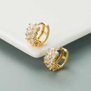 Ins Rainbow Series Europejski i amerykański kolczyki osobowości miedzi Gold-plated Micro-inkrustowany kolor Podwójny wiersz Kolczyki cyrkonów Kolczyki Hip-Hop