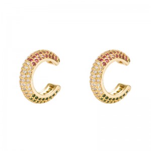 Ins europejskie i amerykańskie kolczyki pozłacane mosiądz z kolorowymi kolczykami cyrkoniami Mężczyźni i kobiety bez przebitych klipów