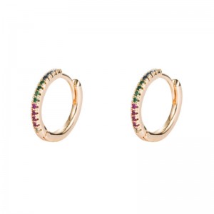 Europejska i amerykańska osobowość moda zimny wiatr lekko inkrustowany kolor cyrkonia mosiądz złoto plated ucho klamry kolczyki kolczyki hip hop