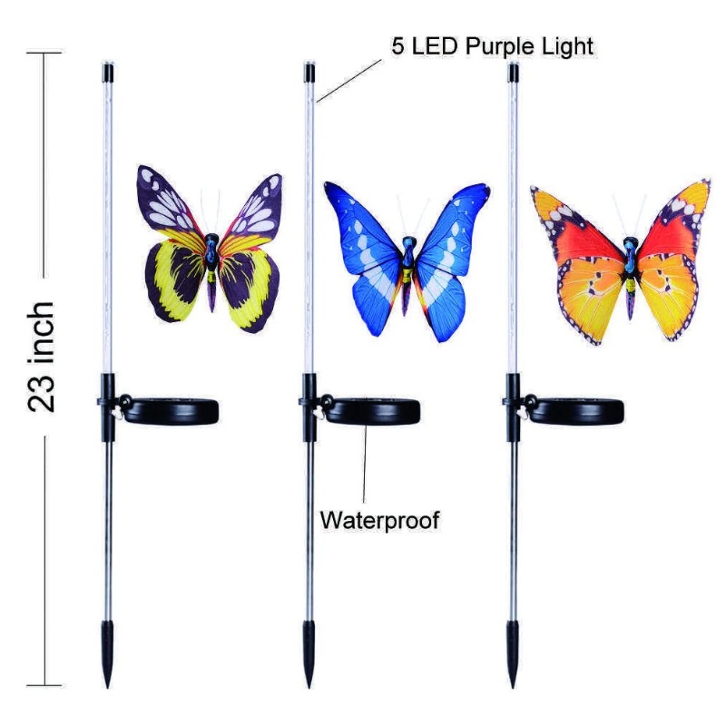 Wielokolorowe Zmiana LED Ogród Światła Słoneczne Światłowody Motyl Dekoracyjne Światła Ogród Słoneczny Stawki Światła