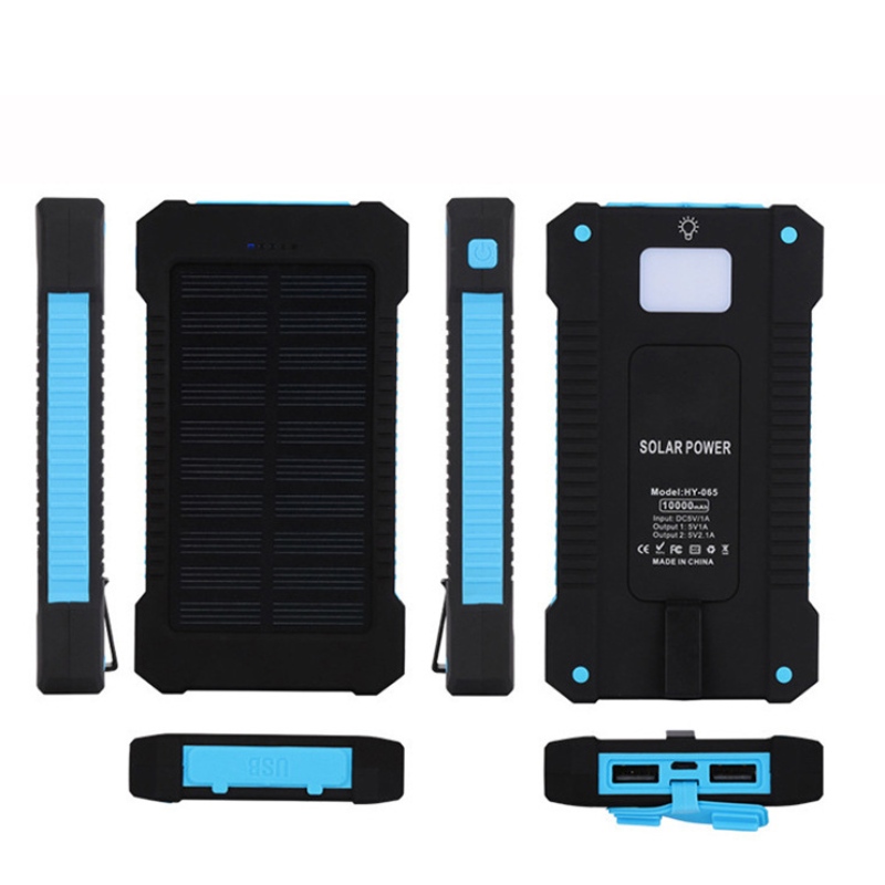 Słoneczny Bank Power Bank Dual USB Power Bank 20000MAH Wodoodporna Ładowarka baterii Zewnętrzny Przenośny panel słoneczny z LED Light