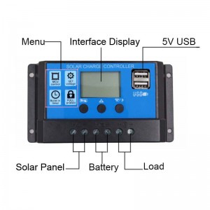PWM Solar Carger Controller 60A 50A 40A 30A 20A 10A 12V 24 V Ładowarka baterii LCD Dual USB Regulator panelu słonecznego Max 50 V PV