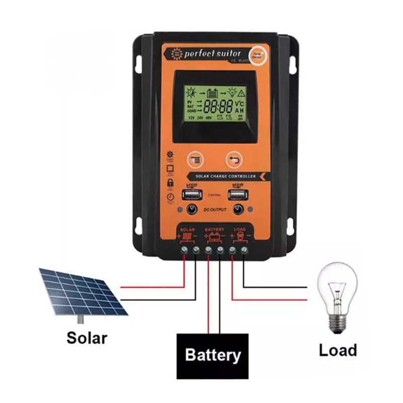 PWM 30A 12V 24VDC Słoneczny ładunek regulator akumulatora regulatora regulatora słonecznego z podwójnym wyświetlaczem LCD USB