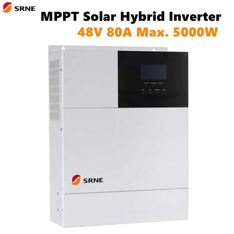SRNE MPPT MAX 5000W Hybrid Hybrid Inverter 80A Pure Sine Wave Falownik 48V 220 V PV Ładunek 145V 50Hz 60 Hz Auto LCD