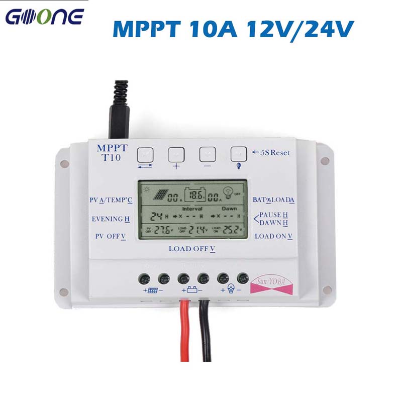 PWM 20A 10A regulator ładowania panelu słonecznego Regulator T10 T20 12V 24 V Auto LCD Light i Dual Timer