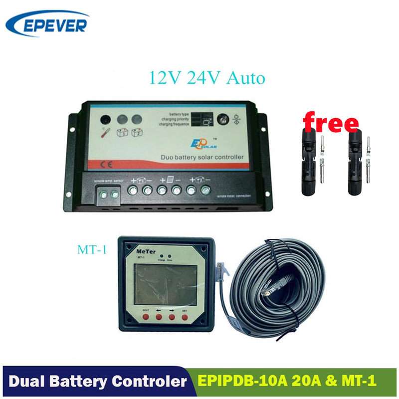 Epen Dual Bateria Słoneczna regulator ładowania Słoneczna 10A20A Regulator duo-baterii z zdalnym miernikiem LCD MT-1 Epsolar EPIPDB-COM