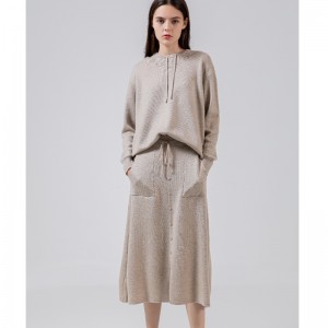 Casual Wool Knit Dwuczęściowy zestaw z kapturem 69027