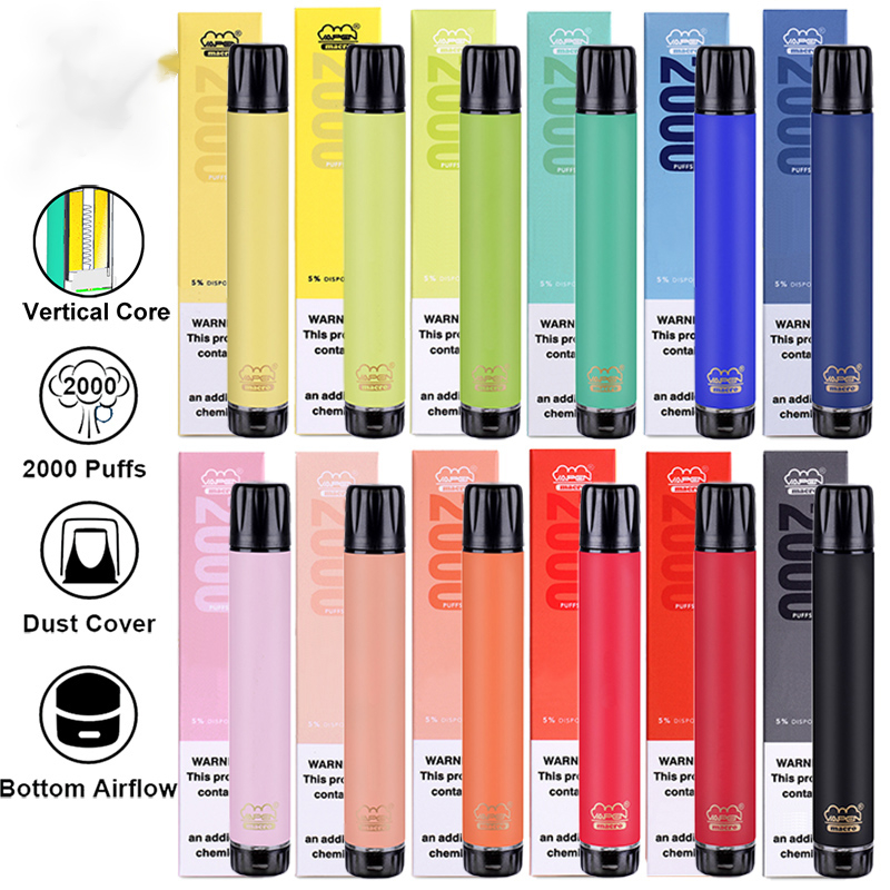 Autentyczne Vapen Macro 2000 Puffs Jednorazowe pióro Vape z pionową cewką Plus XXL XTRA Extra Flex Vaporizer Batoniki E CIGS odparowarki