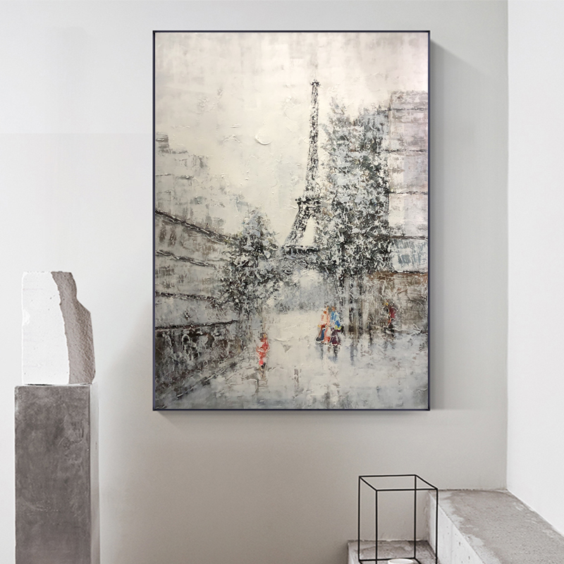 Nowy produkt Ręcznie malowanynowoczesny styl ściany Eiffel krajobraz dekoracji Obraz olejny