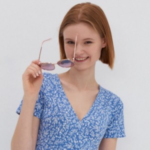 Mini Długość Wrap wokół dekoltu Krótki rękaw Kwiatowy Sukienka