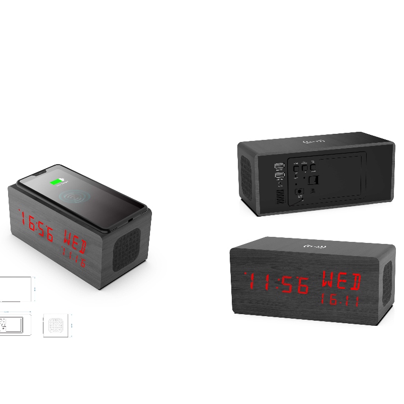 FB-CR88780X Radio Clock Bluetooth z ładowarką bezprzewodową Qi