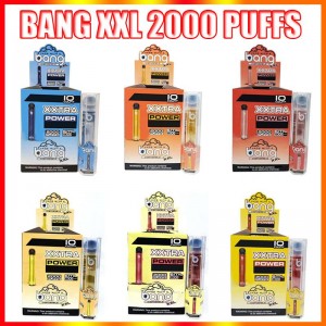 Bang XXL jednorazowe pióro Vape Electronic Papierosy Urządzenie 800mAh Bateria 6ml Pods Puste Oryginalne opary 2000 Puffs Zestaw Hurtownie