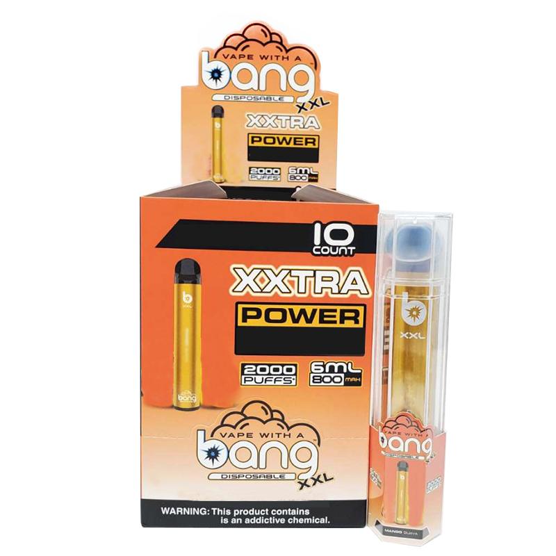 Bang XXL jednorazowe pióro Vape Electronic Papierosy Urządzenie 800mAh Bateria 6ml Pods Puste Oryginalne opary 2000 Puffs Zestaw Hurtownie
