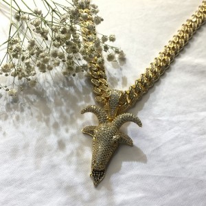 Cyrkon Solid Deer Head Hip Hop Naszyjnik