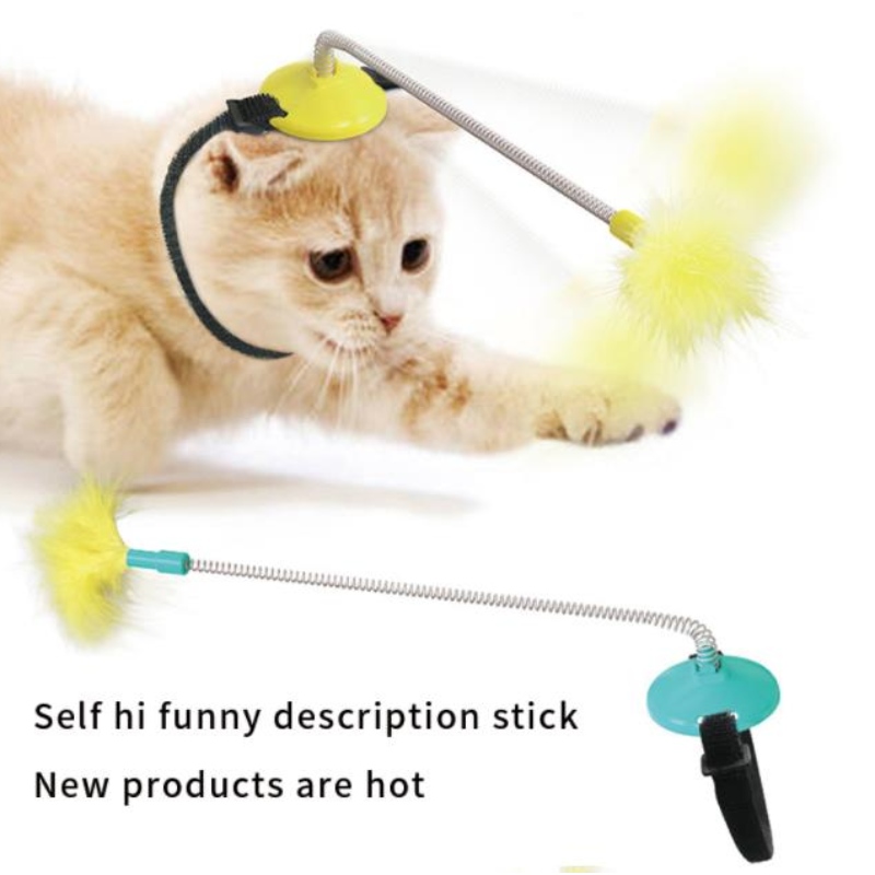 Factory Direct Supply of Pet Supplies, Kot Samodlenkujący Zabawki Kot Collar Szyi Zabawka Wiosna Foot with Tap, aby drażnić kij kota