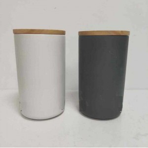 Hurtowa wysoka runda z drewnianą pokrywką ceramiczną słoik do przechowywania
