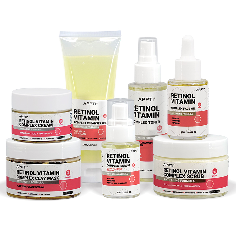 Darmowy Witamina Witamina C Zestaw pielęgnacji skóry Naturalnenawilżanie Retinol Vitamin C Serum Prywatna etykieta Zestaw pielęgnacji twarzy