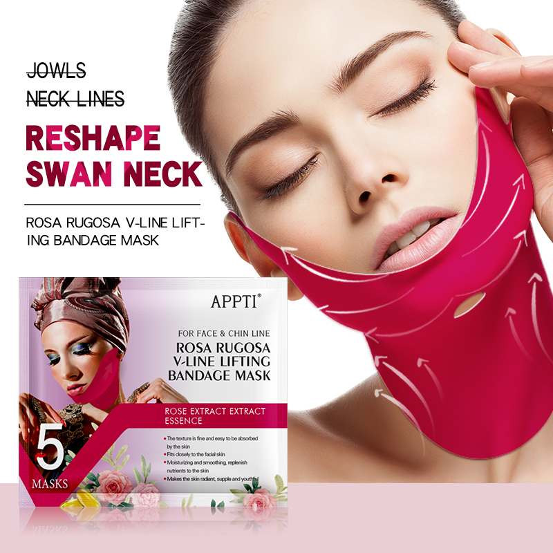 Appti Rose Rugosa V-Line Bandage Bandage Maska Twarz Pasek odchudzający Beauty Podwójne podbródek Reduktor Hydrożel Maska twarzy, aby podnieść podbródek i dokręcić skórę