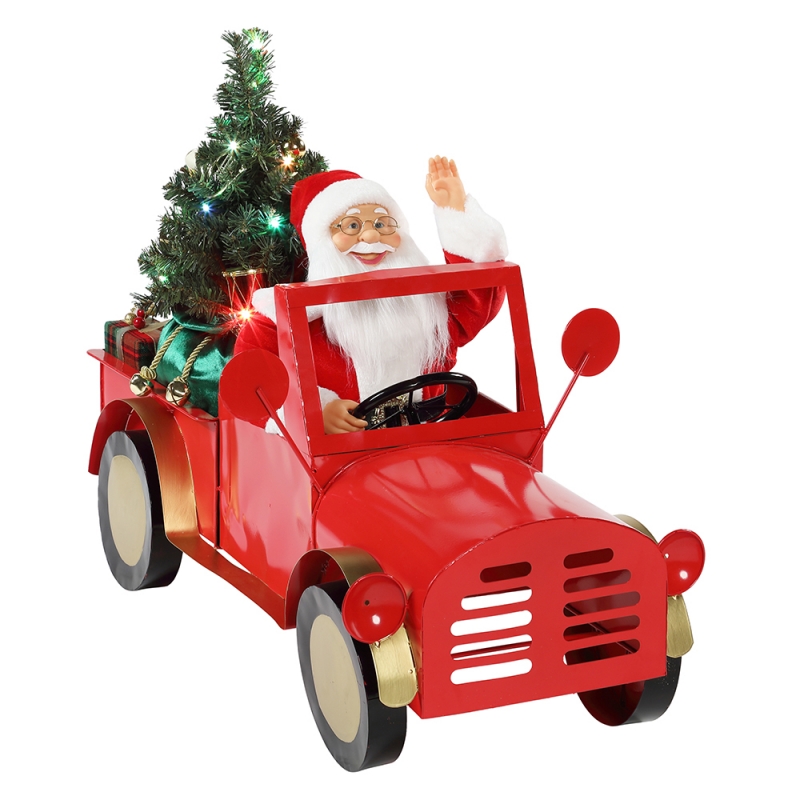 160 cm Animowany Mikołaj Santa Claus Siedzina ciężarówce Ozdoby Boże Narodzenie Kolekcja Wakacje Dekoracja Figurka AC Adapter