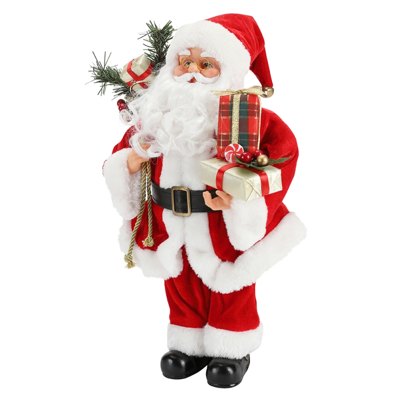 42 cm Boże Narodzenie stojący Santa Claus ornament dekoracji kolekcja figurki tkaniny wakacje festiwal xmas pluszowyniestandardowy przedmiot