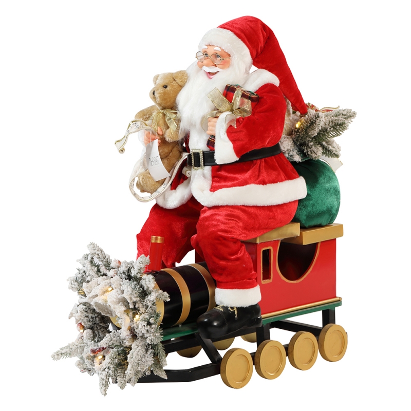 60n90cm Boże Narodzenie Pociąg Święty Mikołaj z oświetleniem ornament dekoracji festiwalu świąteczna kolekcja figurki tradycyjne xmas