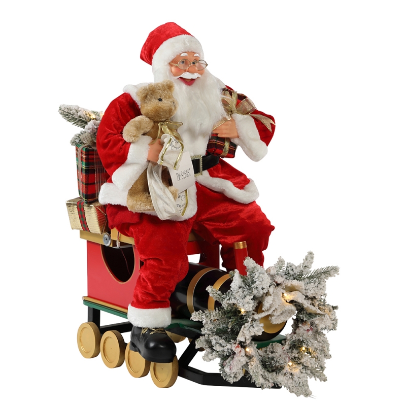 60n90cm Boże Narodzenie Pociąg Święty Mikołaj z oświetleniem ornament dekoracji festiwalu świąteczna kolekcja figurki tradycyjne xmas