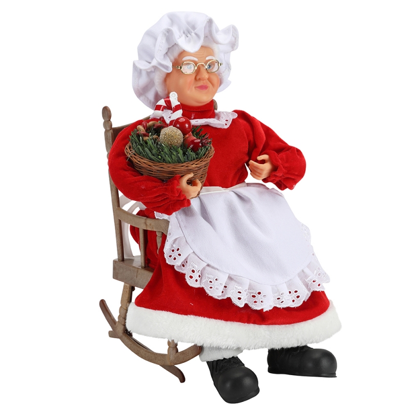 45 cm Animowane Santa Kobiety Siedzina krześle Elektryczne Muzyka Przenoszenie Christmas Decoration Figurki Doll Fabricing Festival