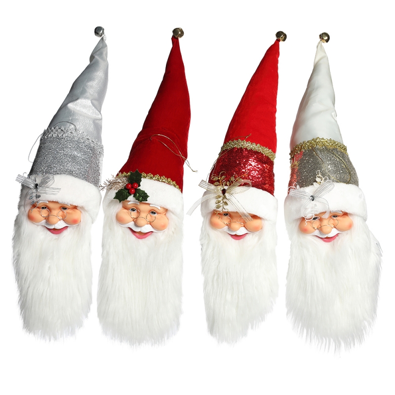 20 ~ 70 cm Boże Narodzenie Santa Claus Głowa Ozdoby Dekoracje Drzewo Wiszące Figurki Kolekcja Lalka Wisiorek Małe Tradycyjne Boże Narodzenie