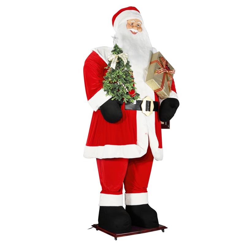 3,8 m Big Boże Narodzenie Santa Claus z Torba Drzewa i prezent LED Light Rise Rise and Down Show Exhibition Decoration Festival Luksus