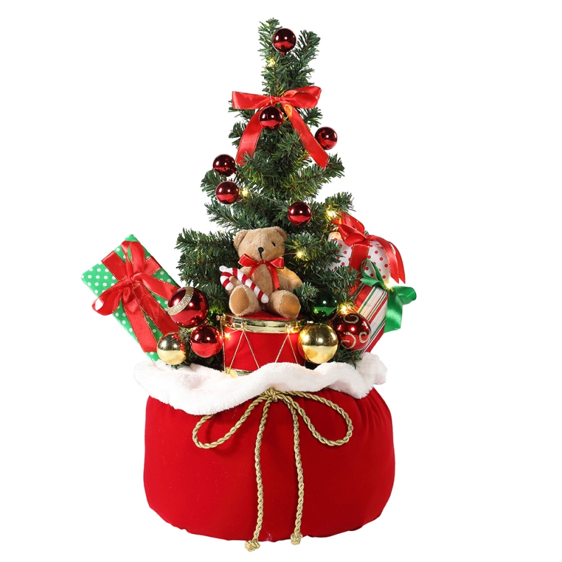 60 cm Boże Narodzenie Bear Tree Home Display Prezenty Torba LED Wakacje Ornament Dekoracji Figurki Party Kolekcja Choinki Światła