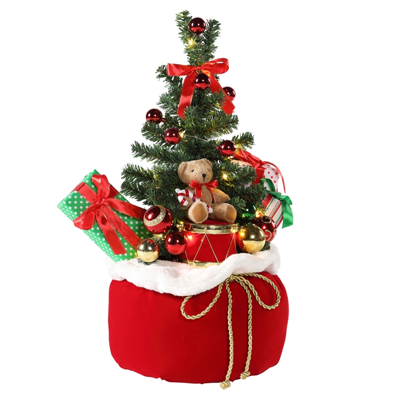 60 cm Boże Narodzenie Bear Tree Home Display Prezenty Torba LED Wakacje Ornament Dekoracji Figurki Party Kolekcja Choinki Światła