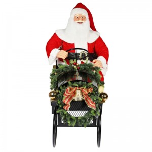150 cm siedzi sanie Santa Claus z oświetleniem ornament świątecznych dekoracji tradycyjnych wakacyjnych figurki kolekcji