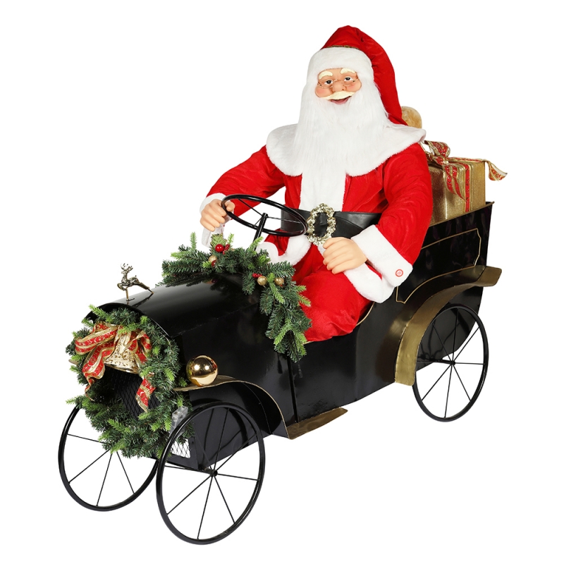 150 cm siedzi sanie Santa Claus z oświetleniem ornament świątecznych dekoracji tradycyjnych wakacyjnych figurki kolekcji