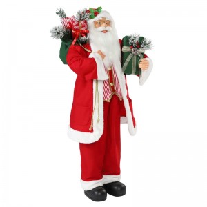 30 ~ 110 cm Boże Narodzenie stojący Santa Claus z torbą prezent ornament dekoracji tradycyjne wakacje kolekcja figurki serii xmas
