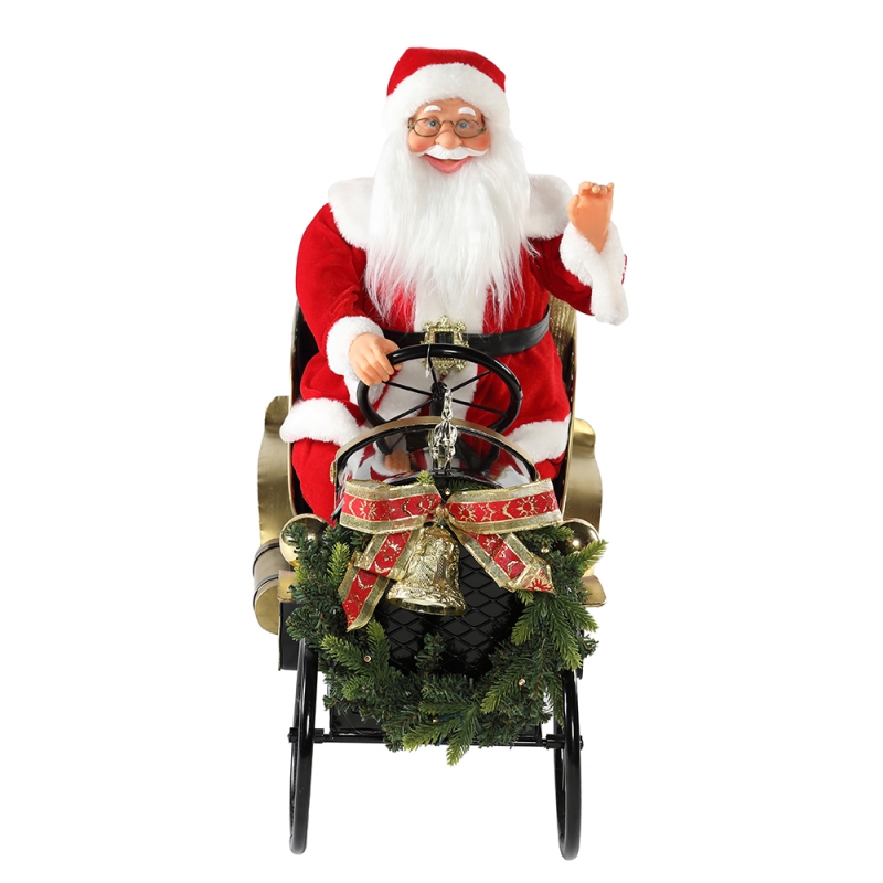 80 cm Animowany Boże Narodzenie Samochodów Święty Mikołaj z oświetleniem ornament muzyczny dekoracje wakacyjne figurki kolekcja tradycyjne Xmas