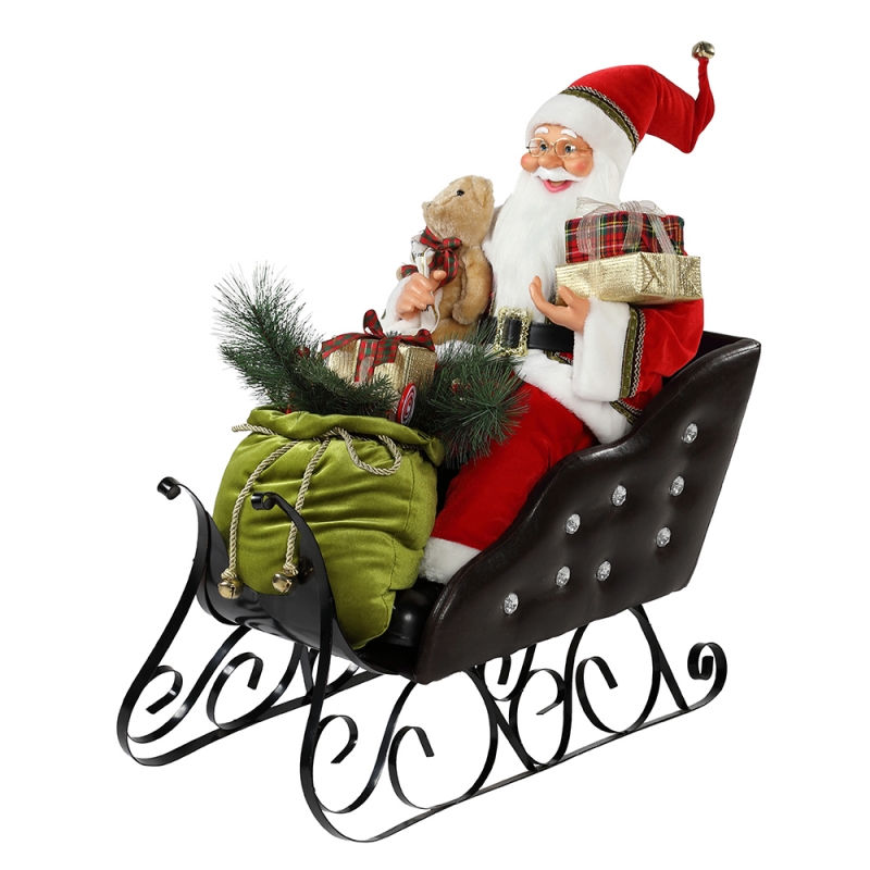 80 cm Sanie Santa Claus z ornamentem oświetleniowym Boże Narodzenie Dekoracje Dekoracji Wakacyjnej Kolekcja Figurki