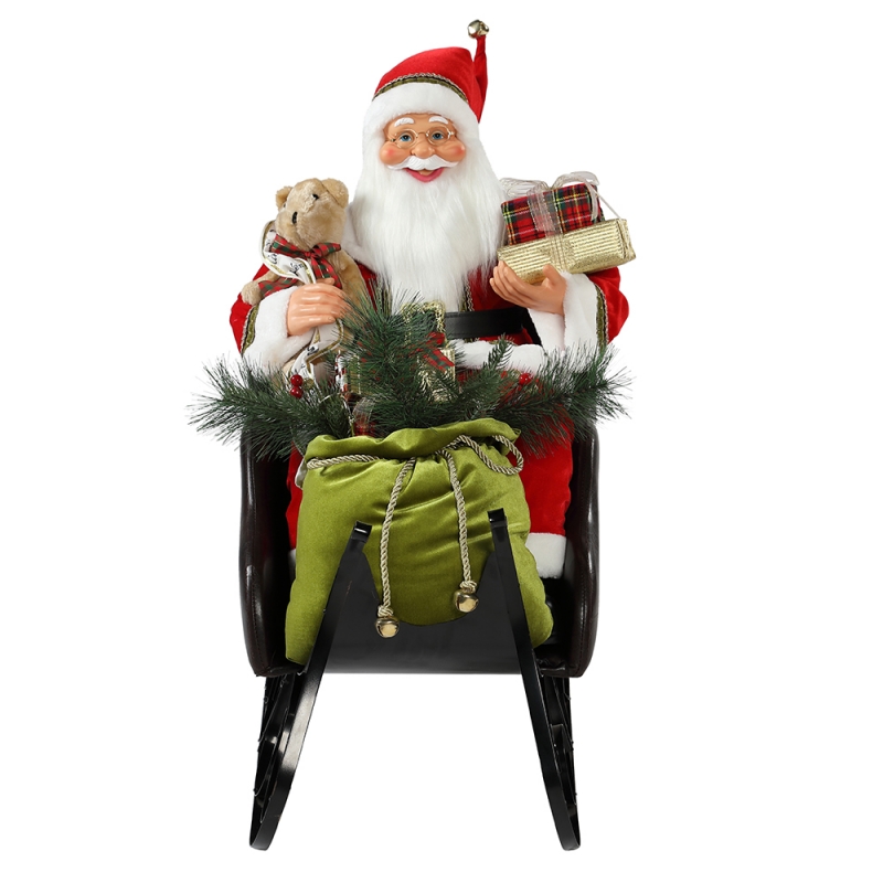 80 cm Sanie Santa Claus z ornamentem oświetleniowym Boże Narodzenie Dekoracje Dekoracji Wakacyjnej Kolekcja Figurki