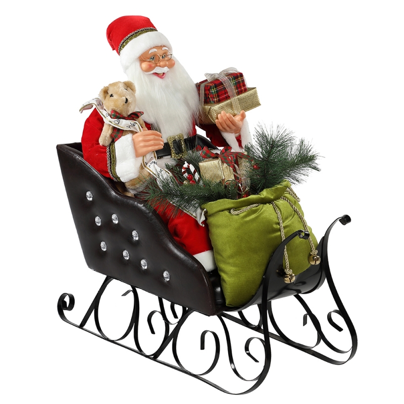 80 cm Sanie Santa Claus z ornamentem oświetleniowym Boże Narodzenie Dekoracje Dekoracji Wakacyjnej Kolekcja Figurki