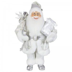 Szlachetny 45 cm świątecznych dekoracji stojących Santa Claus w srebrnych ozdoby drzewa xmas dostarcza tradycyjną figurkę wakacyjną