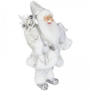 Szlachetny 45 cm świątecznych dekoracji stojących Santa Claus w srebrnych ozdoby drzewa xmas dostarcza tradycyjną figurkę wakacyjną