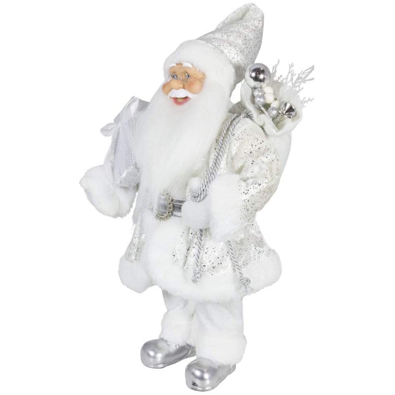 Szlachetny 45 cm świątecznych dekoracji stojących Santa Claus w srebrnych ozdoby drzewa xmas dostarcza tradycyjną figurkę wakacyjną