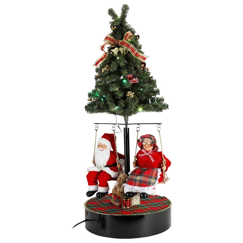 120 cm Boże Narodzenie Obróć drzewo Santa Claus z muzycznym ornamentem dekoracji festiwalu wakacyjny figurka kolekcja tradycyjny