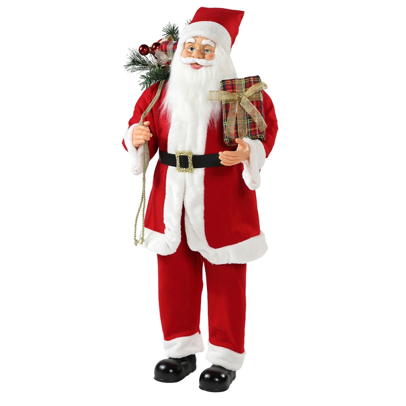 30 ~ 110 cm Boże Narodzenie stojący Santa Claus z torbąna prezent ornament ozdoba tradycyjna kolekcja figurki serii xmas