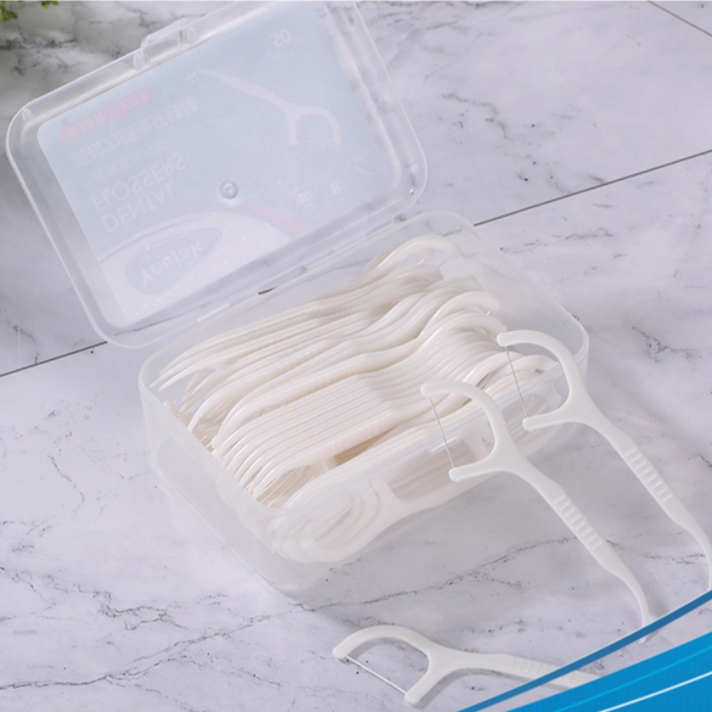 Prywatna etykieta Biodegradowalna wykałaczka jednorazowa jamy ustnej bambusa węglowynooden/wróć słoma Nplastic flosser Stick Dental Floss Pick