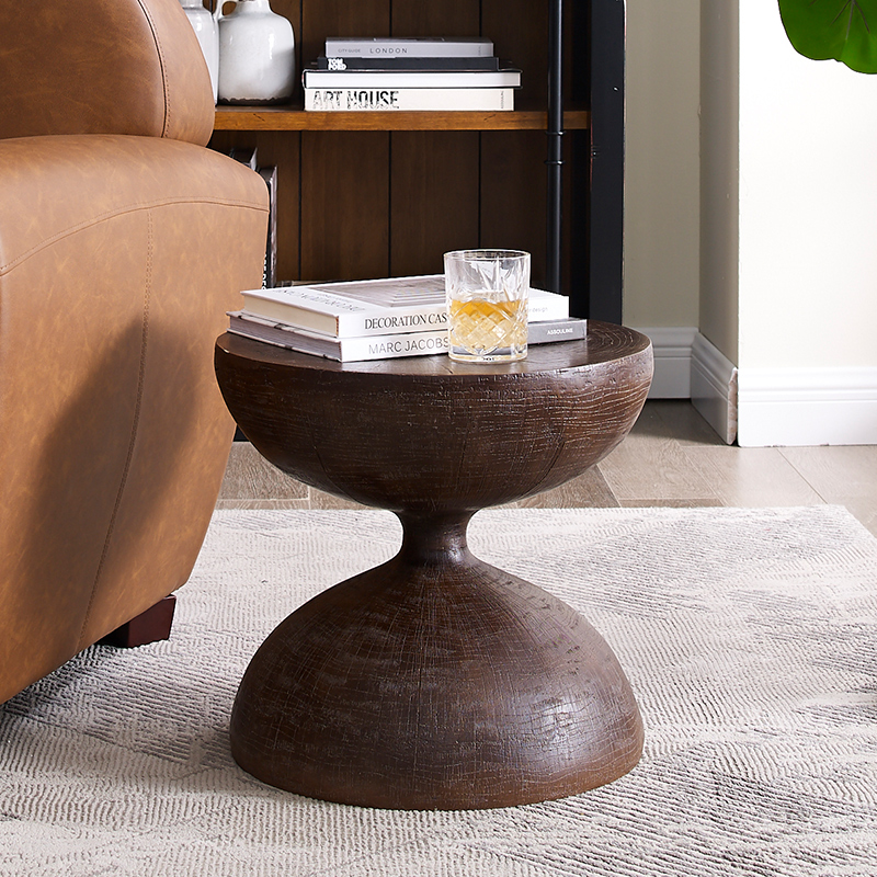 Stołek Vintage Outdoor Coffee Stolik Salon Round Wood Hourglass Boczny stół
