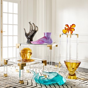 Luksusowy stół boksu szczotka mosiężna stół konsoli Nordic Corner Corner stolik